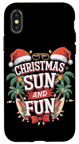 Hülle für iPhone X/XS Feiern Sie Weihnachten mit Sonne und Spaß von Funny Holidays Boys Girls Men Women Tees Gifts