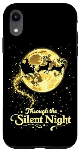 Hülle für iPhone XR Weihnachtsmann Rentier Schlitten über dem Mond Xmas von Funny Holidays Boys Girls Men Women Tees Gifts