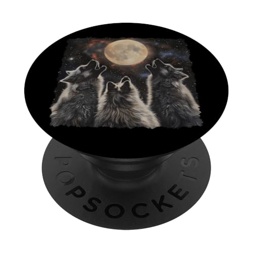 Keeshond Hund heulender Mond PopSockets mit austauschbarem PopGrip von Funny Howling At The Moon Gifts