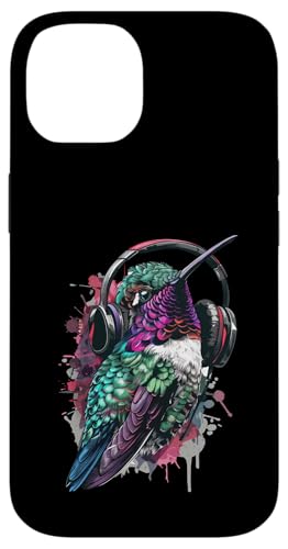 Hülle für iPhone 14 Kolibri-Kopfhörer von Funny Hummingbird Headphones Design