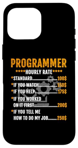 Hülle für iPhone 16 Pro Max Vintage Programmiergerät Stundenrate Lustiger IT-Ingenieur von Funny IT Engineer Coding Programming Hourly Rates