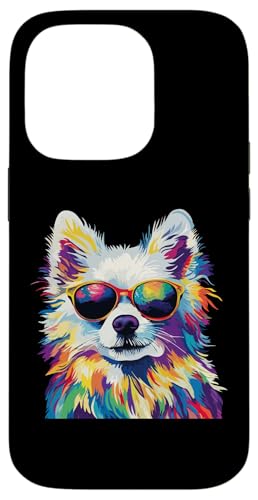 Hülle für iPhone 14 Pro Japanischer Spitz-Liebhaber mit Sonnenbrille Lustiger japanischer Spitz von Funny Japanese Spitz Dog Lovers Designs