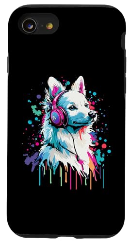 Hülle für iPhone SE (2020) / 7 / 8 Japanischer Spitz-Liebhaber trägt Kopfhörer Lustiger japanischer Spitz von Funny Japanese Spitz Dog Lovers Designs