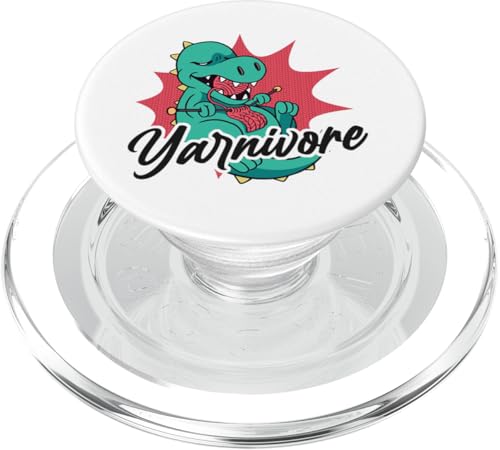 Knitting Knitter Pun Dinosaurier Yarnivore PopSockets PopGrip für MagSafe von Funny Knitter Knitting HD0