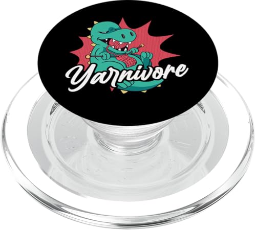 Knitting Knitter Pun Dinosaurier Yarnivore PopSockets PopGrip für MagSafe von Funny Knitter Knitting HD0