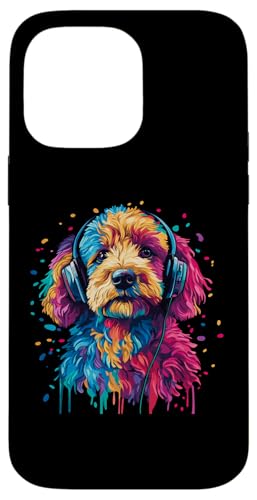 Hülle für iPhone 14 Pro Max Labradoodle Lovers Kopfhörer Pop Art Funny Labradoodle von Funny Labradoodle Lovers Designs