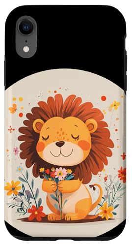 Floral Joy mit einem lächelnden Löwen an deiner Seite — Outfit Hülle für iPhone XR von Funny Lion with Flowers