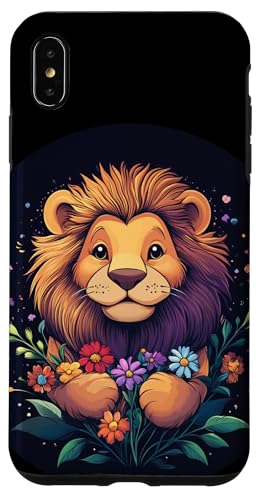 Fröhlicher Löwe mit Blüten für einen glücklichen Tag Hülle für iPhone XS Max von Funny Lion with Flowers