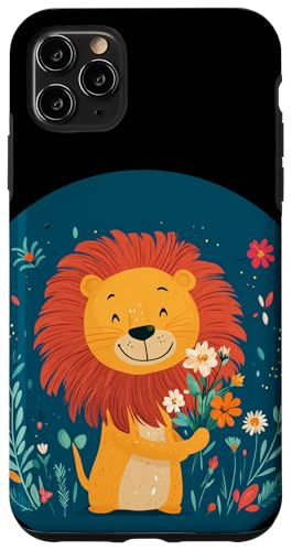 Lachender Löwe in einem Garten der Blumen Kostüm Hülle für iPhone 11 Pro Max von Funny Lion with Flowers