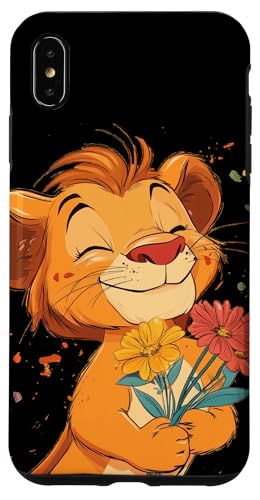 Lustiger Löwe, der unter Blumen lächelt, für einen fröhlichen Look Hülle für iPhone XS Max von Funny Lion with Flowers