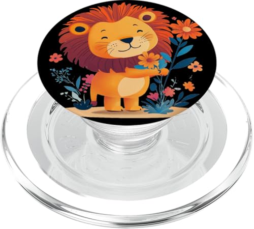 Toller Löwe mit einer Explosion von Blumen für eine verspielte Note PopSockets PopGrip für MagSafe von Funny Lion with Flowers