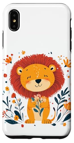 Verspielter Löwe umgeben von schönen Blumen Hülle für iPhone XS Max von Funny Lion with Flowers