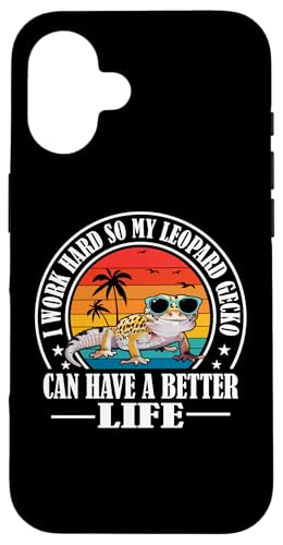 Hülle für iPhone 16 Reptile Happy Retro Vintage Work Hard Leopard Gecko Lover von Funny Lizard Gifts Graphic Tee Shirts & Hoodies