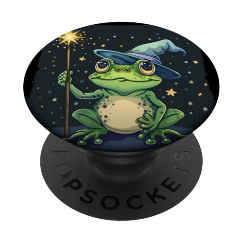 Froschkostüm Happy Magic mit Zauberstab für Krötenliebhaber PopSockets mit austauschbarem PopGrip von Funny Magic Frog Outfit