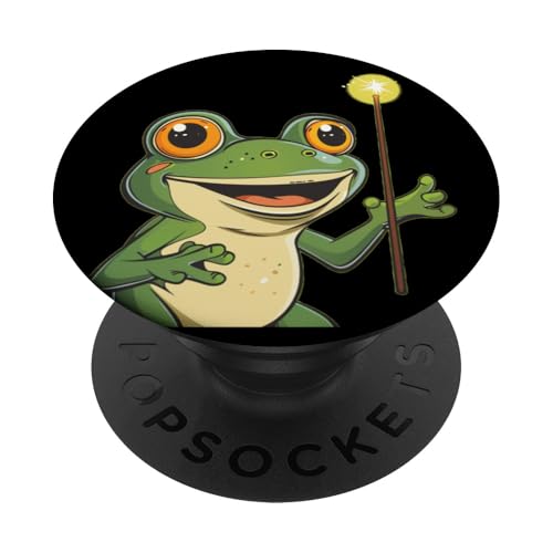 Lustiges Krötengesicht mit Zauberstab in der Hand für Fröschliebhaber PopSockets mit austauschbarem PopGrip von Funny Magic Frog Outfit