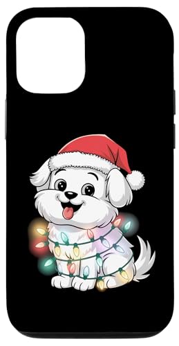 Hülle für iPhone 12/12 Pro Maltesische Weihnachtsbeleuchtung Xmas Dogs Design für Männer Frauen Kinder von Funny Maltese Owner Christmas Costume Gifts