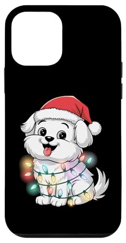 Hülle für iPhone 12 mini Maltesische Weihnachtsbeleuchtung Xmas Dogs Design für Männer Frauen Kinder von Funny Maltese Owner Christmas Costume Gifts