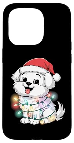 Hülle für iPhone 15 Pro Maltesische Weihnachtsbeleuchtung Xmas Dogs Design für Männer Frauen Kinder von Funny Maltese Owner Christmas Costume Gifts