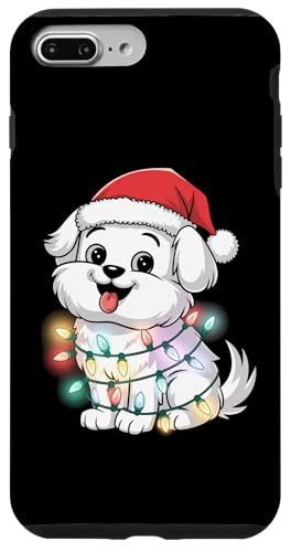 Hülle für iPhone 7 Plus/8 Plus Maltesische Weihnachtsbeleuchtung Xmas Dogs Design für Männer Frauen Kinder von Funny Maltese Owner Christmas Costume Gifts