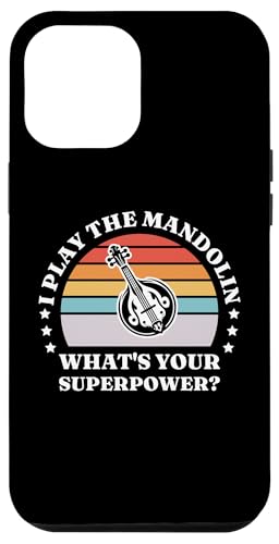 Hülle für iPhone 12 Pro Max Mandoline Superpower Mandolinenspieler Musiker Retro von Funny Mandolin Musician Gifts