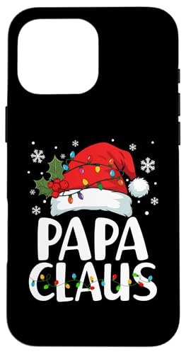 Hülle für iPhone 16 Pro Max Papa Claus Weihnachtsbeleuchtung Pyjama Familie Matching Christmas von Funny Matching Christmas Designs