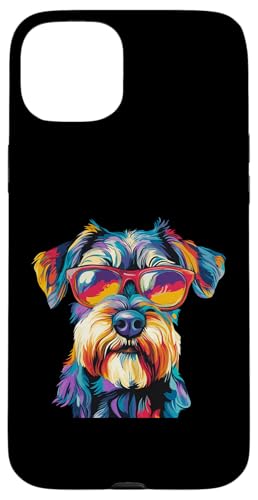 Hülle für iPhone 15 Plus Mini Schnauzer Liebhaber mit Sonnenbrille Lustiger Mini Schnauzer von Funny Mini Schnauzer Dog Lovers Designs