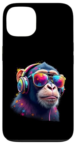 Bunter Affe mit Kopfhörer & Brille Musikalischer Affe Hülle für iPhone 13 von Funny Monkey Lover Shirt For Men Women And Kids