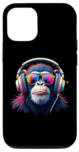 Hülle für iPhone 12/12 Pro Bunter Affe mit Kopfhörer & Brille Musikalischer Affe von Funny Monkey Lover Shirt For Men Women And Kids