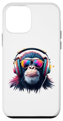 Hülle für iPhone 12 mini Bunter Affe mit Kopfhörer & Brille Musikalischer Affe von Funny Monkey Lover Shirt For Men Women And Kids