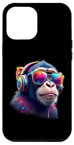 Hülle für iPhone 14 Pro Max Bunter Affe mit Kopfhörer & Brille Musikalischer Affe von Funny Monkey Lover Shirt For Men Women And Kids