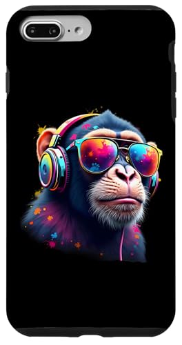 Hülle für iPhone 7 Plus/8 Plus Bunter Affe mit Kopfhörer & Brille Musikalischer Affe von Funny Monkey Lover Shirt For Men Women And Kids