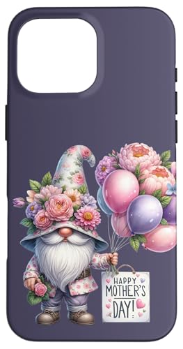 Hülle für iPhone 16 Pro Max Happy Mothers Day Gnome For Mom With Balloons And Flowers von Funny Mothers Day Gifts Funny Gnome For Garden Mom