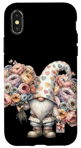 Hülle für iPhone X/XS Cute Gnome Mom With Mothers Day Flowers For Best Mommy Ever von Funny Mothers Day Gifts Funny Gnome For Garden Mom