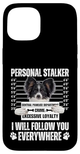 Funny Personal Stalker Dog Design - Papillon Hülle für iPhone 15 von Funny Mugshot Dog Jail Designs