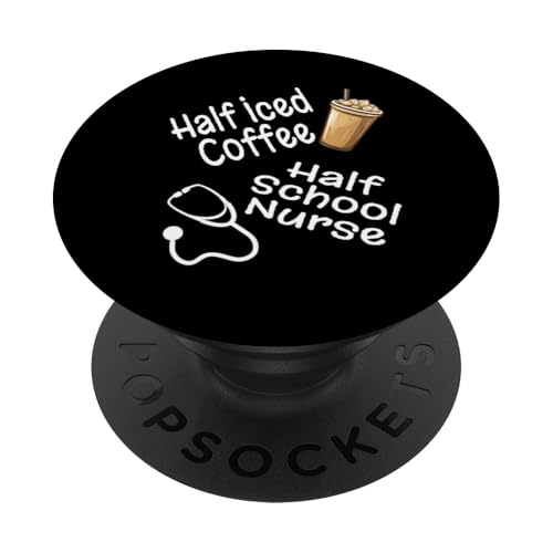 Lustiger halber Eiskaffee Halbschule Krankenschwester Pflege Humor PopSockets Klebender PopGrip von Funny Nurse Gifts