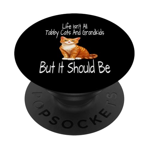 Das Leben besteht nicht nur aus Tabbykatzen und Enkelkindern, aber es sollte so sein PopSockets Klebender PopGrip von Funny Orange Tabby Cat Gifts