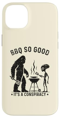 Hülle für iPhone 14 Plus Bigfoot UFO Humor Grillen Grafik für Parodie BBQ Meme Lover von Funny Outdoor Bigfoot Alien Grilling Clothes