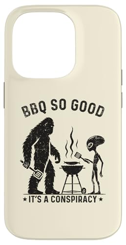 Hülle für iPhone 14 Pro Bigfoot UFO Humor Grillen Grafik für Parodie BBQ Meme Lover von Funny Outdoor Bigfoot Alien Grilling Clothes