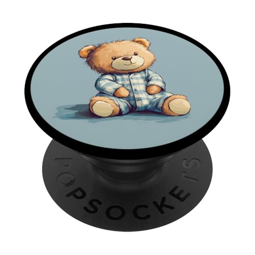 Warmer Teddybär im Pyjama Kostüm Spaß für Jungen und Mädchen PopSockets Klebender PopGrip von Funny Pajama Teddy Bear