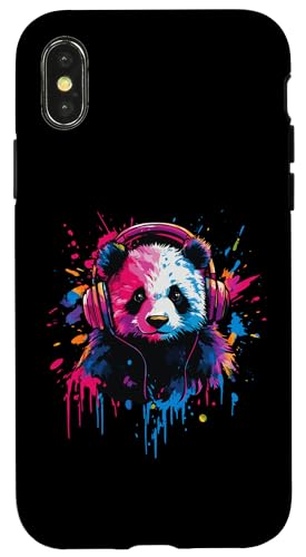 Hülle für iPhone X/XS Panda Bear Lover Pop Art trägt Kopfhörer Lustiger Pandabär von Funny Panda Bear Lovers Designs