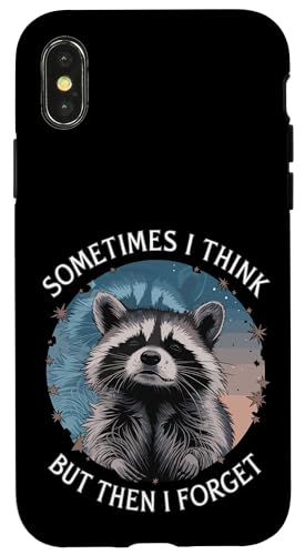 Hülle für iPhone X/XS Manchmal denke ich, aber dann vergesse ich es - Lustiges Waschbär-Meme von Funny Raccoon Meme Designs for Men and Women