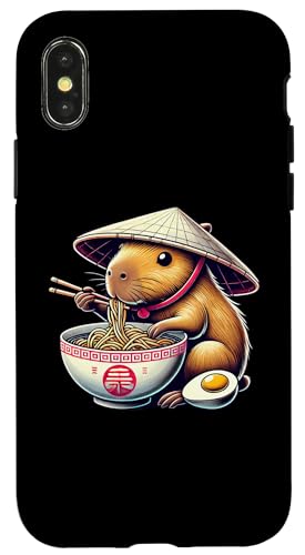 Hülle für iPhone X/XS Otaku Capybara Eating Ramen Japanische Nudeln Kawaii von Funny Ramen Eating Japanese Noodles