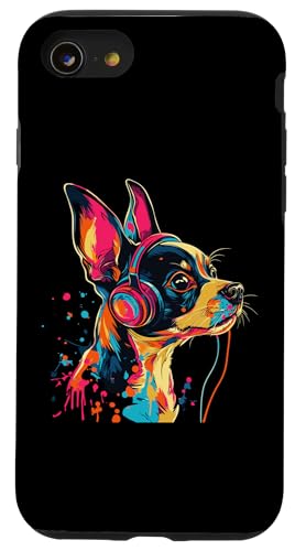 Hülle für iPhone SE (2020) / 7 / 8 Rat Terrier Lovers Kopfhörer Pop Art Funny Rat Terrier von Funny Rat Terrier Lovers Designs