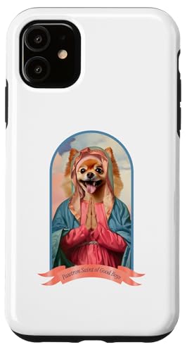 Hülle für iPhone 11 Lustiger katholischer Zwergspitz, als Pawtron Heiliger der Hunde von Funny Religious Dog Art