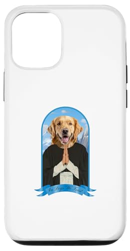 Hülle für iPhone 14 Lustiger Golden Retriever Hund als katholischer Priester von Funny Religious Dog Art