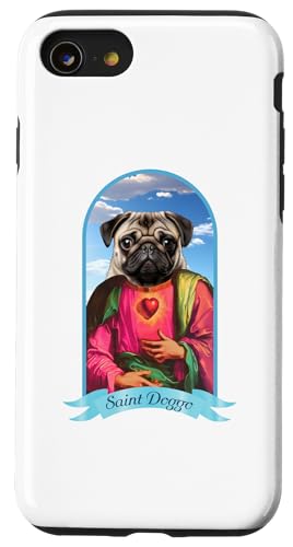 Hülle für iPhone SE (2020) / 7 / 8 Lustiger religiöser Mops als Heiliger Hund von Funny Religious Dog Art