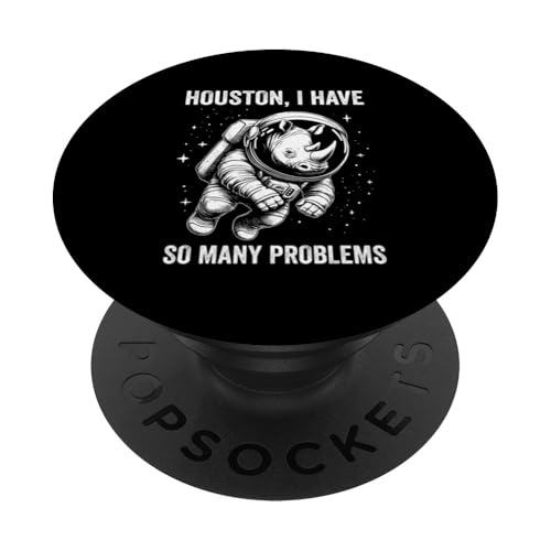 Nashorn Dad Mom Space - Houston Problem Nashorn PopSockets mit austauschbarem PopGrip von Funny Rhinoceros Gift for Men, Women, Dad & Mom