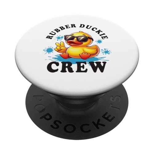 Coole Retro gelbe Gummiente in 70er 80er Jahre lustige Ente Cruise PopSockets Klebender PopGrip von Funny Rubber Duckie Crew Cruise Yellow Rubber Duck