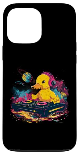 Hülle für iPhone 13 Pro Max Gummiente Plattenspieler DJ Musik DJ Rubber Duckie Aquarell von Funny Rubber Ducky Rubber Duck Lover