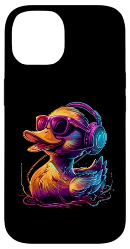 Hülle für iPhone 14 Rubber Duck Techno DJ Rubber Duckling Music Kopfhörer von Funny Rubber Ducky Rubber Duck Lover